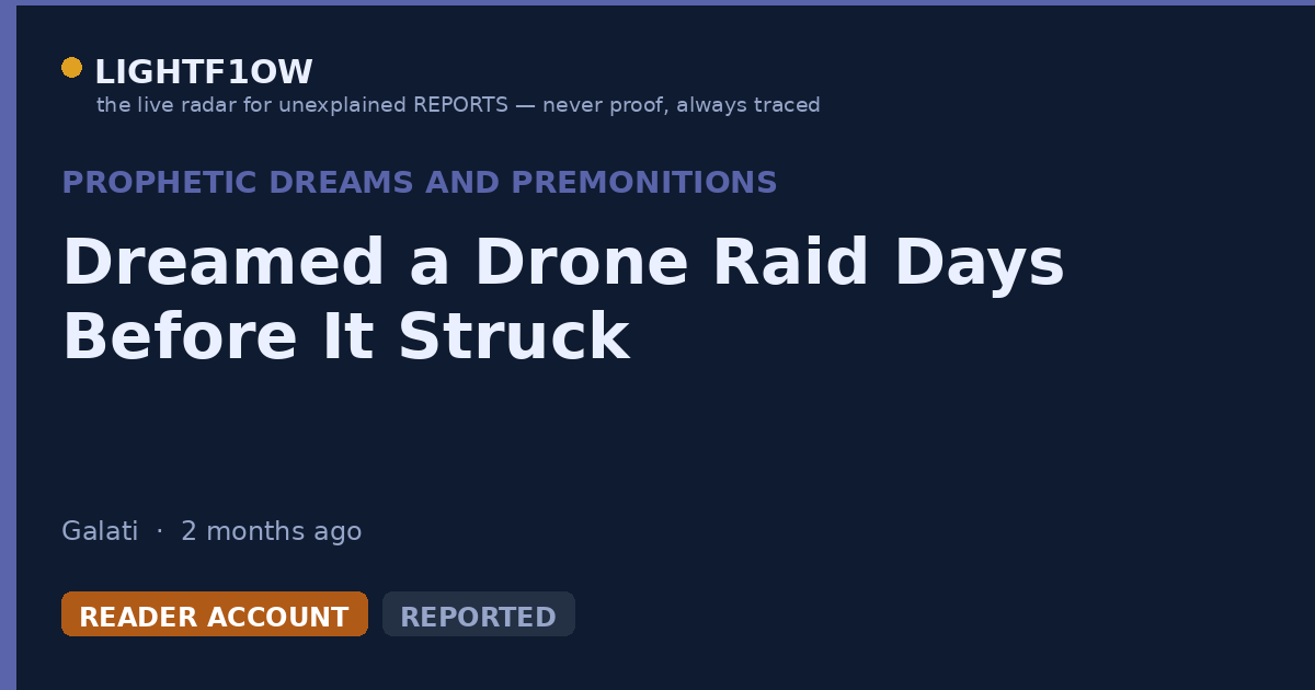 Dreamed a Drone Raid Days Before It Struck