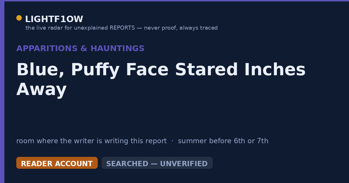 Blue, Puffy Face Stared Inches Away