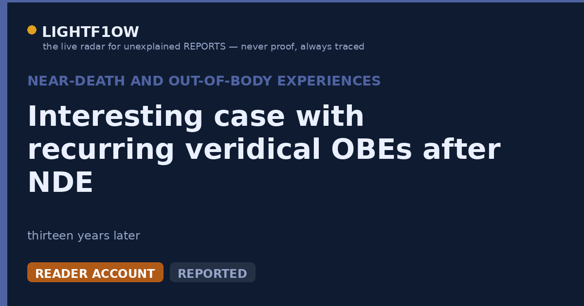 Interesting case with recurring veridical OBEs after NDE