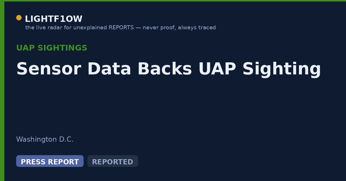 Sensor Data Backs UAP Sighting