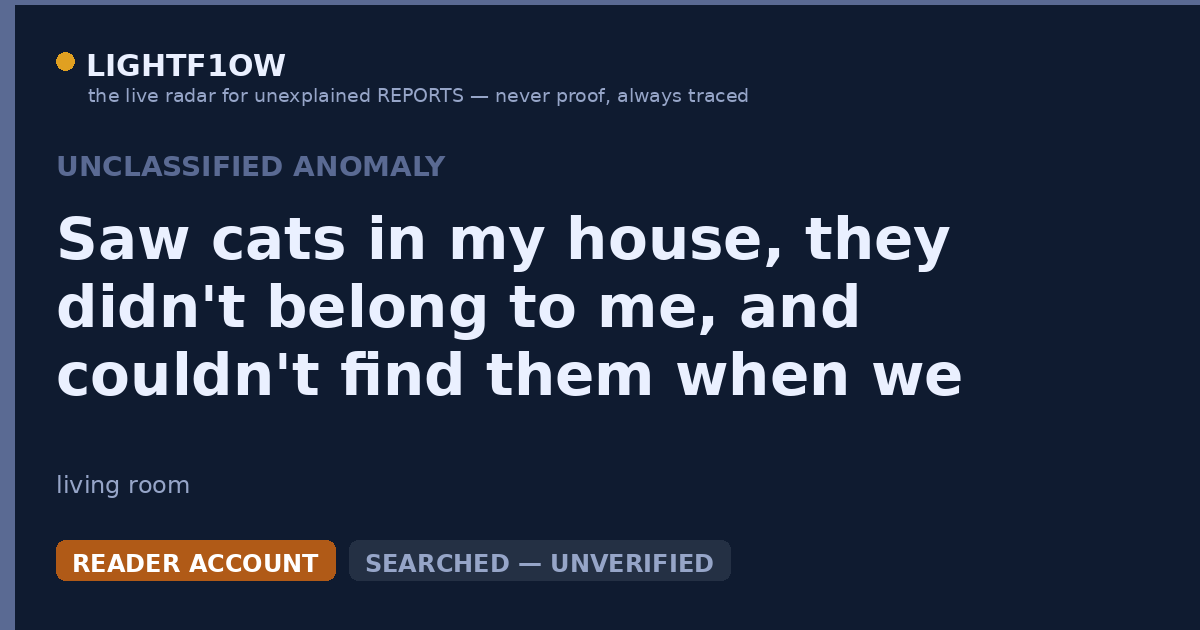 Saw cats in my house, they didn't belong to me, and couldn't find them when we looked.
