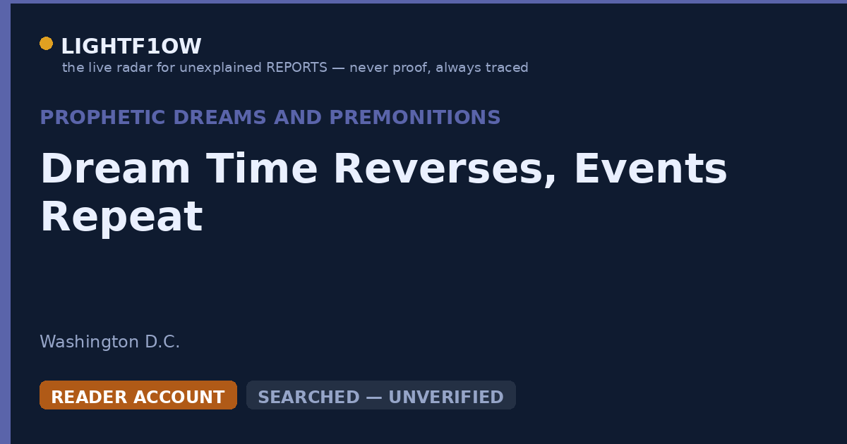 Dream Time Reverses, Events Repeat