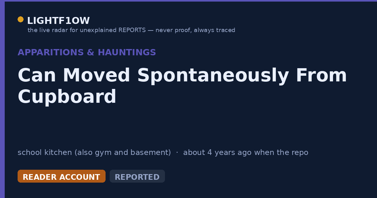 Can Moved Spontaneously From Cupboard