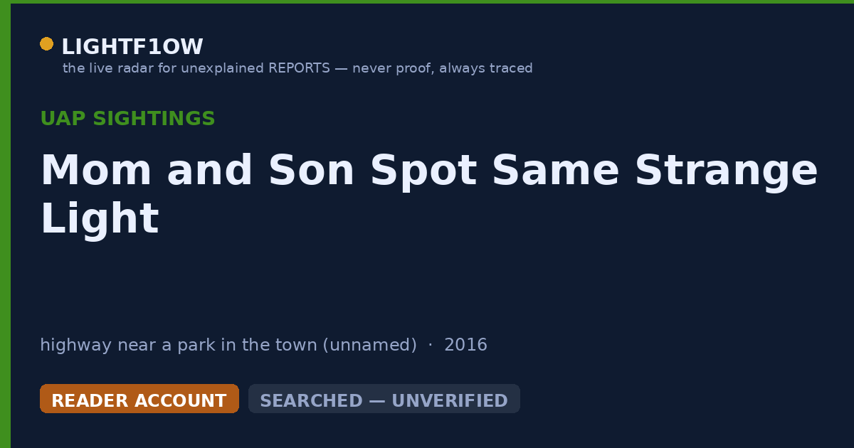 Mom and Son Spot Same Strange Light