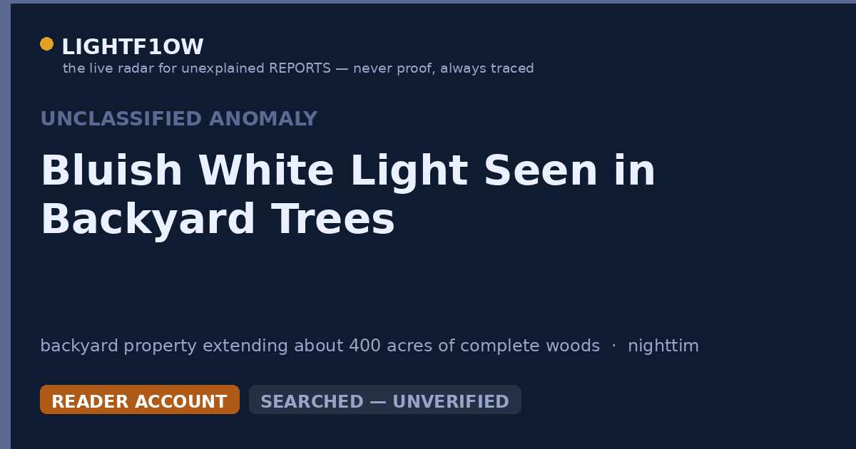 Bluish White Light Seen in Backyard Trees
