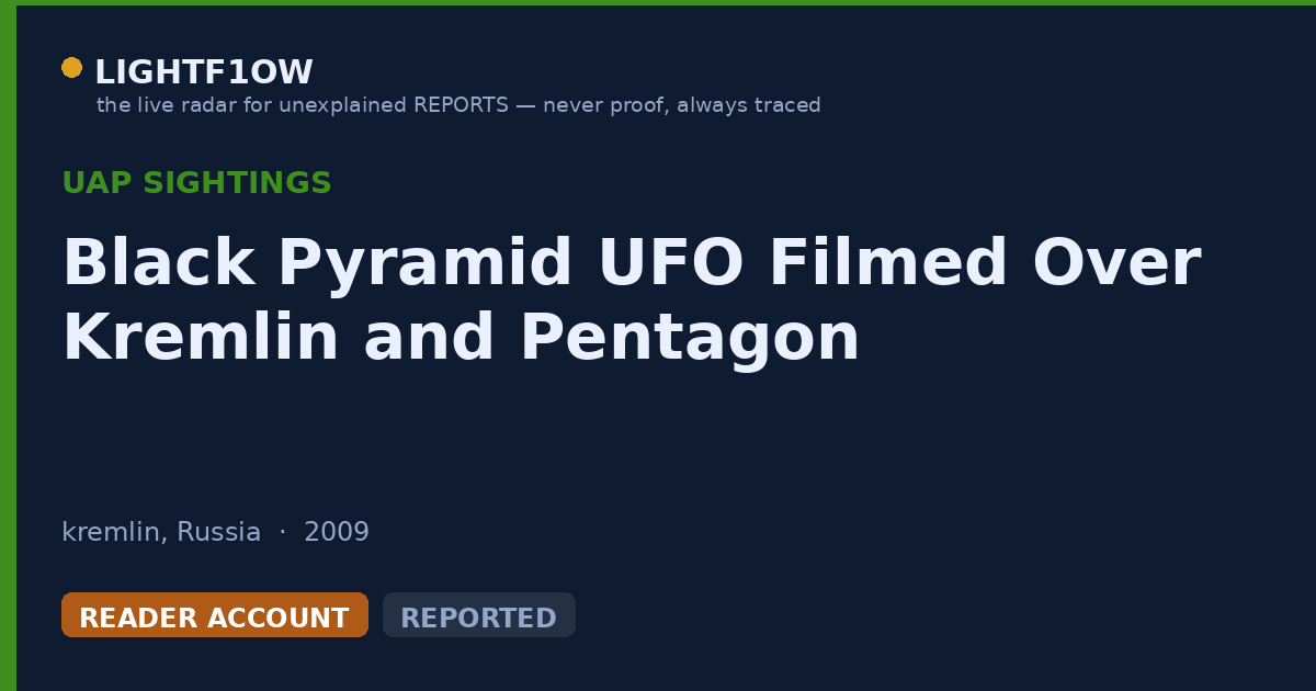 Black Pyramid UFO Filmed Over Kremlin and Pentagon