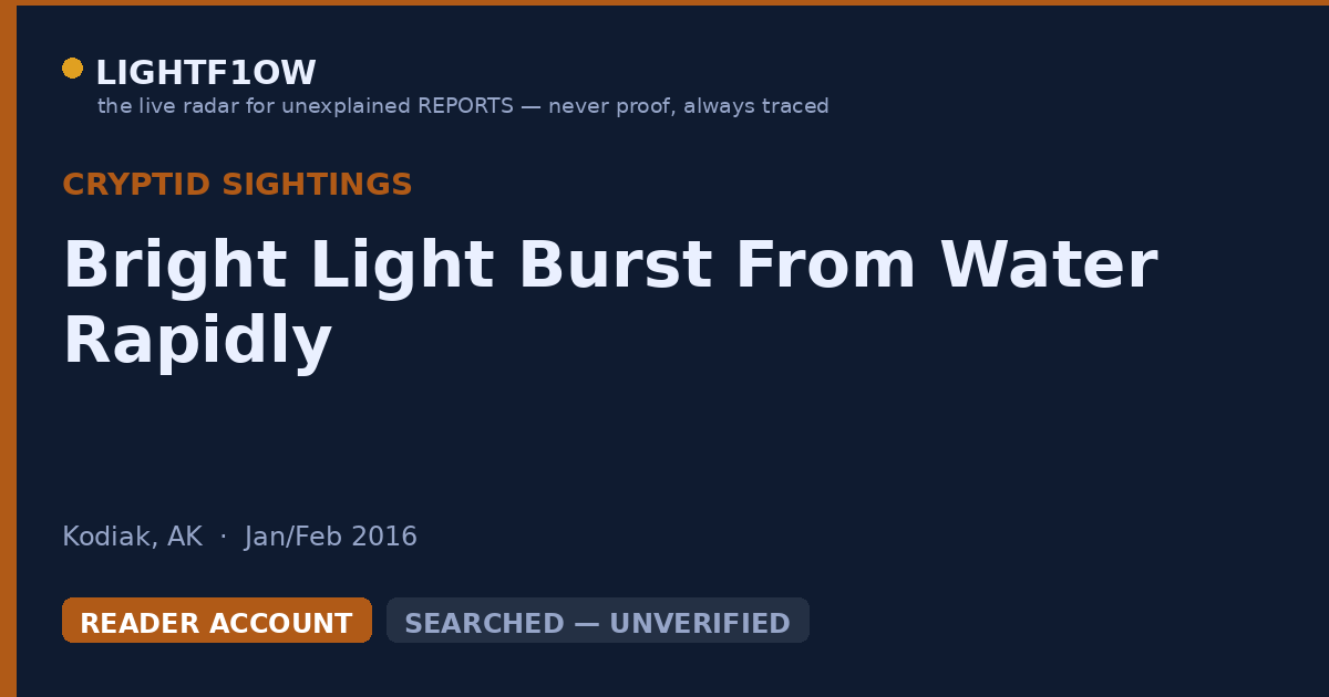 Bright Light Burst From Water Rapidly