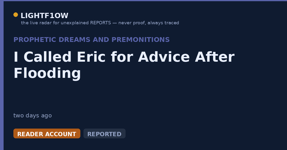 I Called Eric for Advice After Flooding