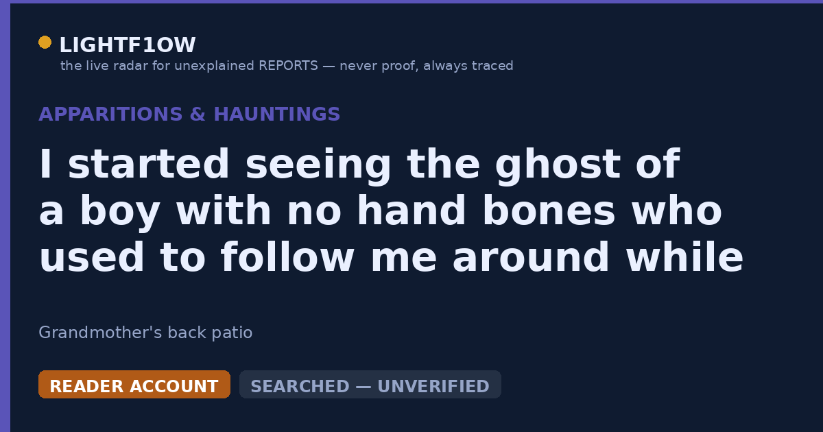 I started seeing the ghost of a boy with no hand bones who used to follow me around while I was trying to play and I'd…