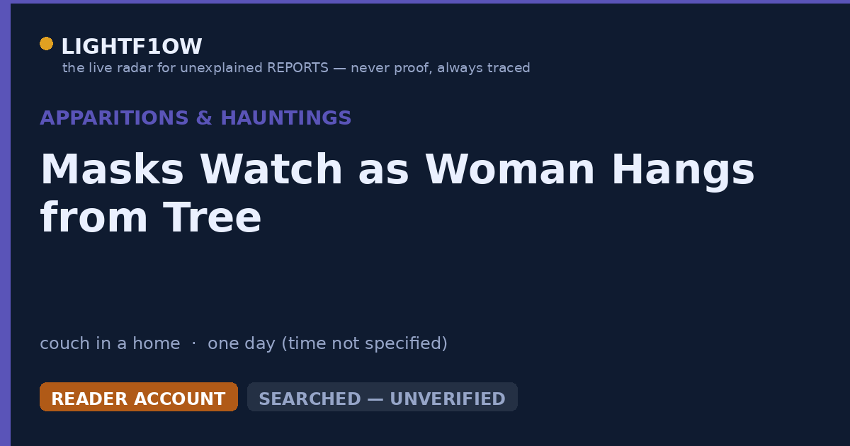 Masks Watch as Woman Hangs from Tree