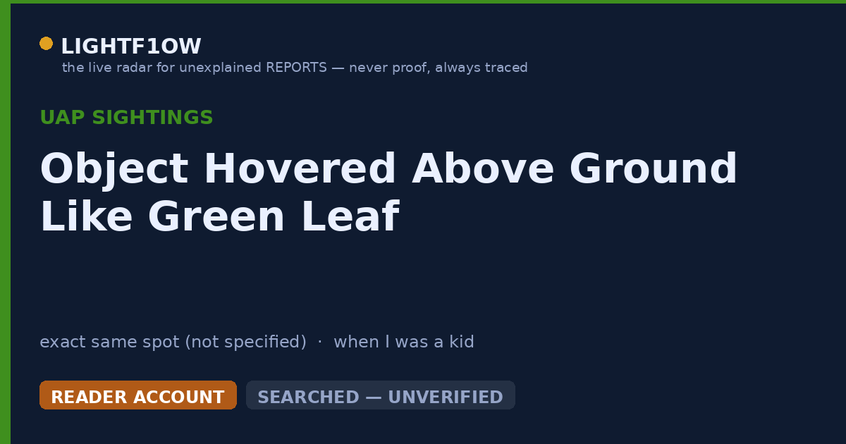 Object Hovered Above Ground Like Green Leaf