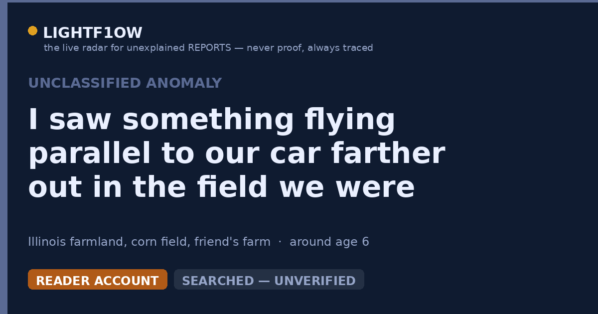 I saw something flying parallel to our car farther out in the field we were passing, which took off at superspeed and…