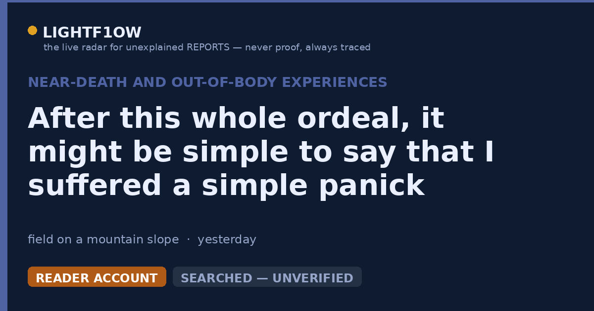 After this whole ordeal, it might be simple to say that I suffered a simple panick attack or went through a…