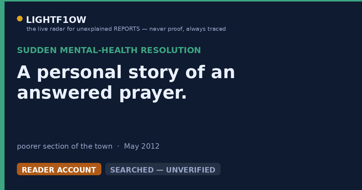 A personal story of an answered prayer.