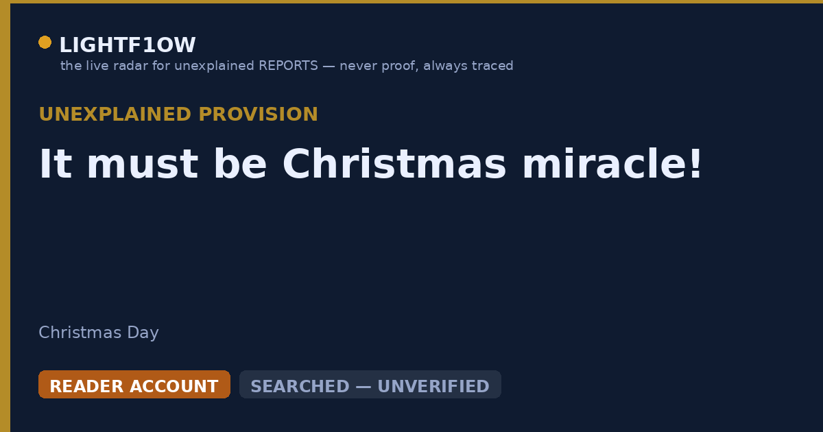 It must be Christmas miracle!