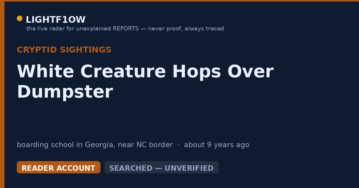 White Creature Hops Over Dumpster