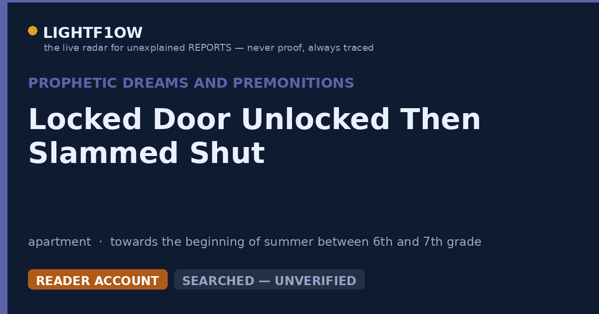 Locked Door Unlocked Then Slammed Shut