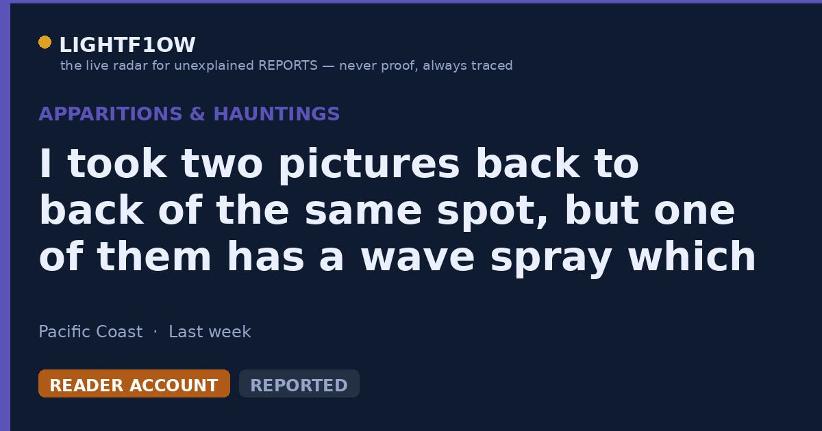 I took two pictures back to back of the same spot, but one of them has a wave spray which looks like forming a human…