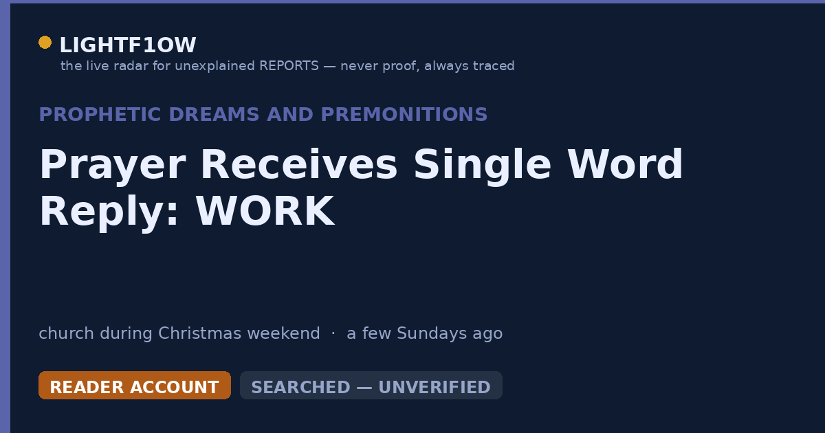 Prayer Receives Single Word Reply: WORK