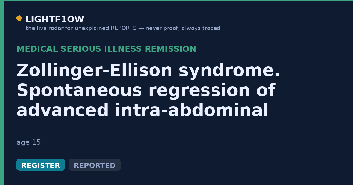 Zollinger-Ellison syndrome. Spontaneous regression of advanced intra-abdominal metastases with 20 year survival