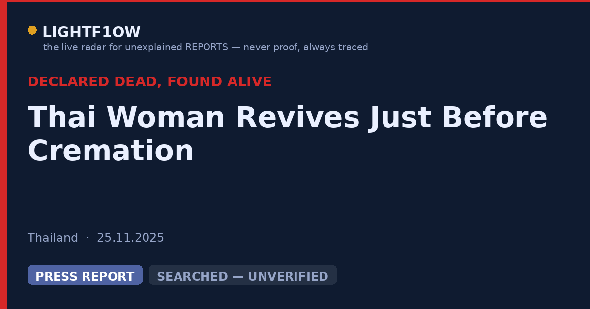 Thai Woman Revives Just Before Cremation