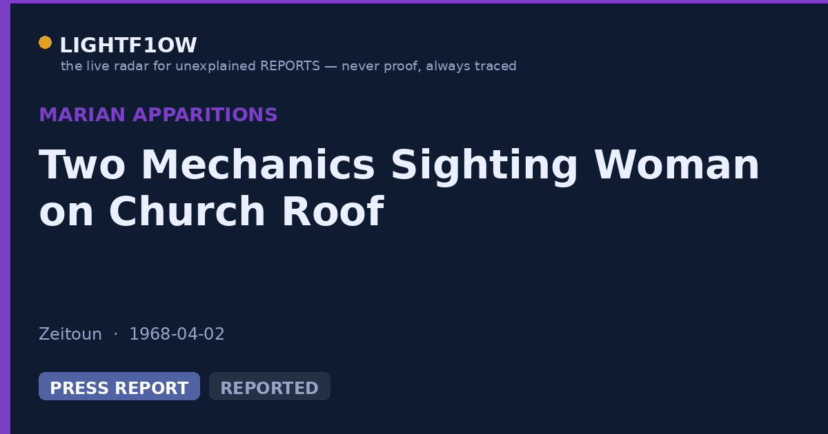 Two Mechanics Sighting Woman on Church Roof