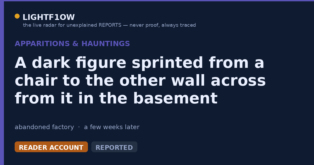 A dark figure sprinted from a chair to the other wall across from it in the basement without making a single noise and…