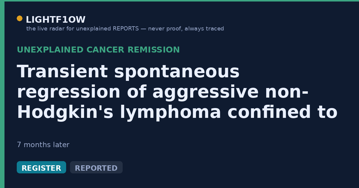 Transient spontaneous regression of aggressive non-Hodgkin's lymphoma confined to the adrenal glands
