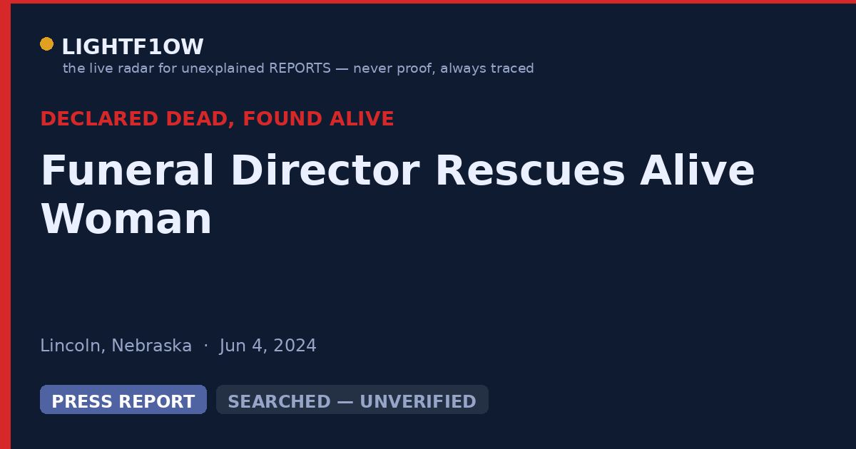 Funeral Director Rescues Alive Woman