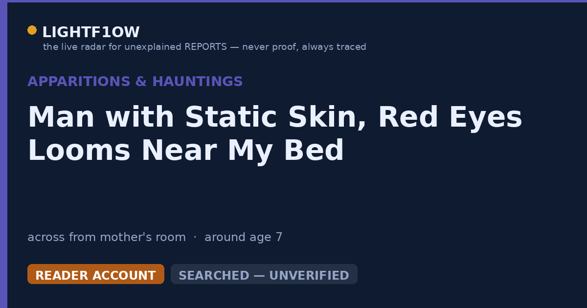Man with Static Skin, Red Eyes Looms Near My Bed