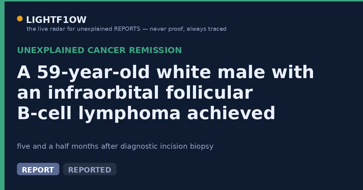 A 59-year-old white male with an infraorbital follicular B-cell lymphoma achieved spontaneous remission five and a half…