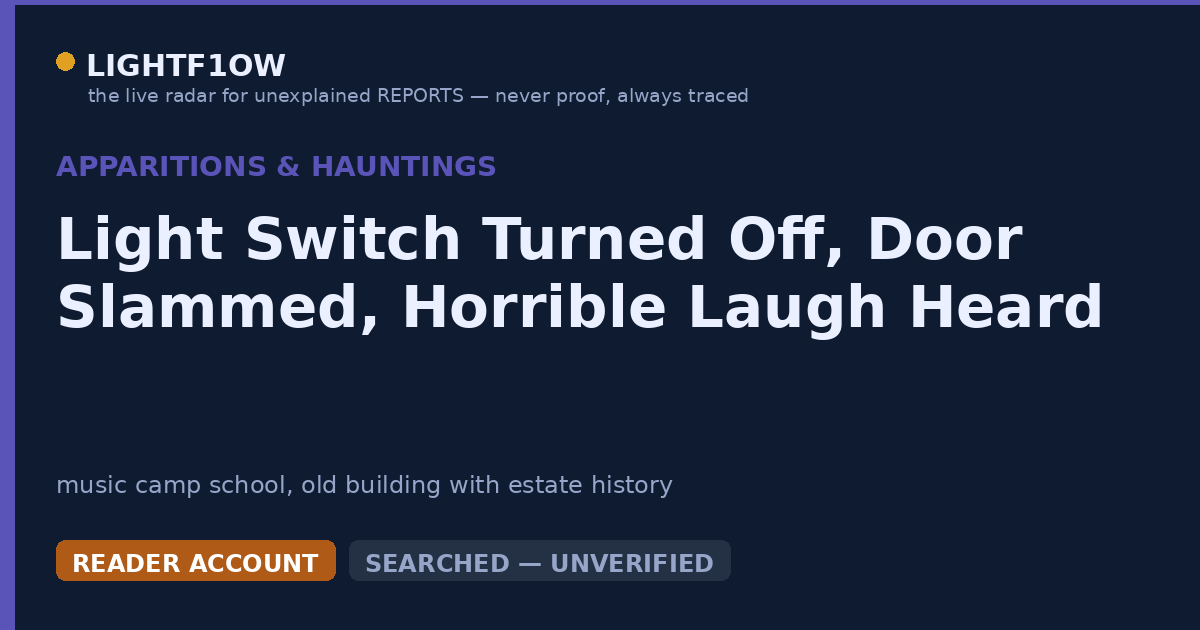 Light Switch Turned Off, Door Slammed, Horrible Laugh Heard