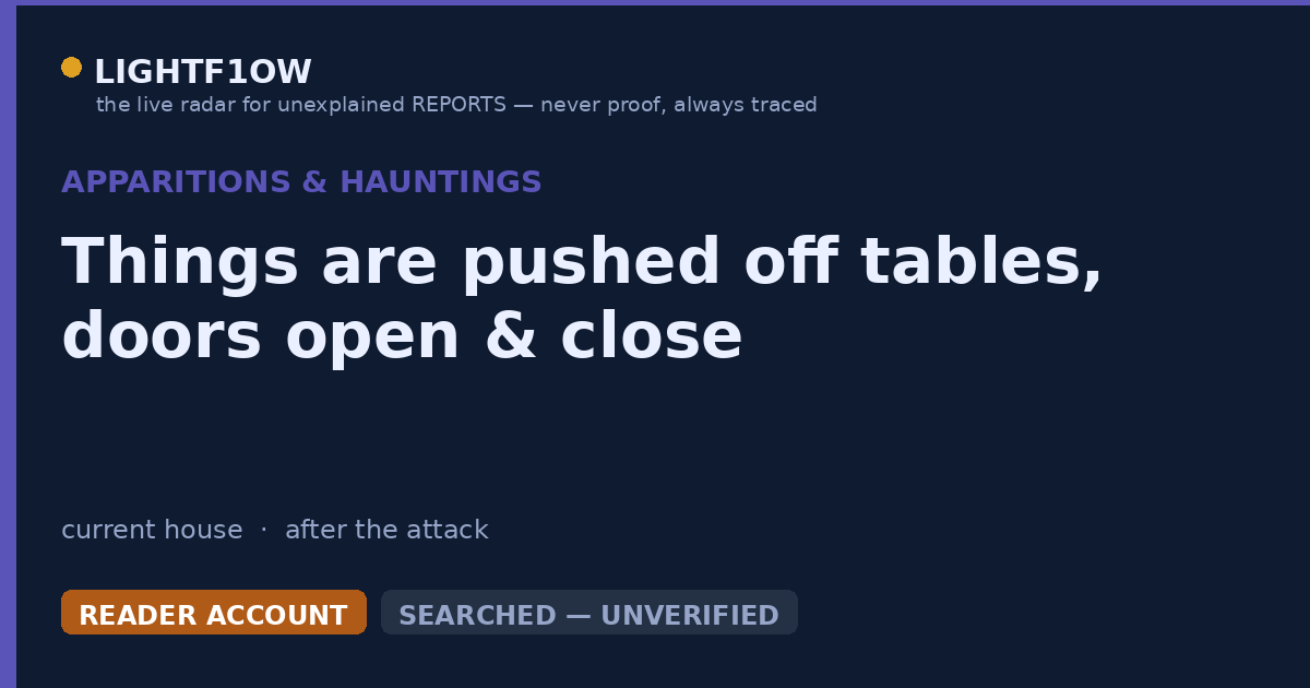 Things are pushed off tables, doors open & close