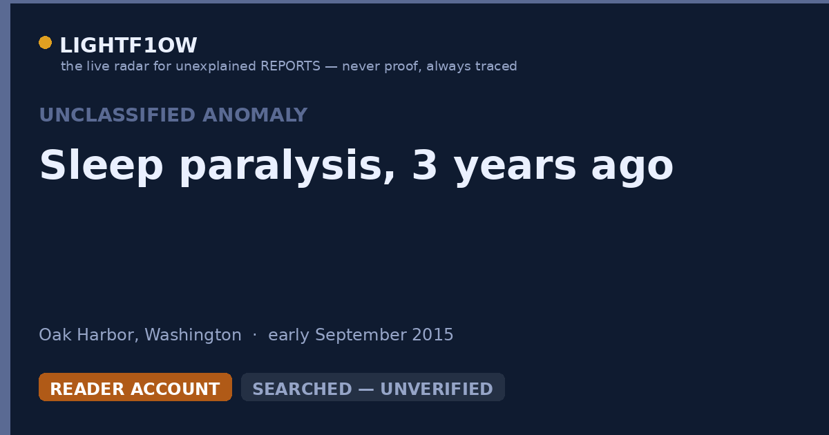 Sleep paralysis, 3 years ago