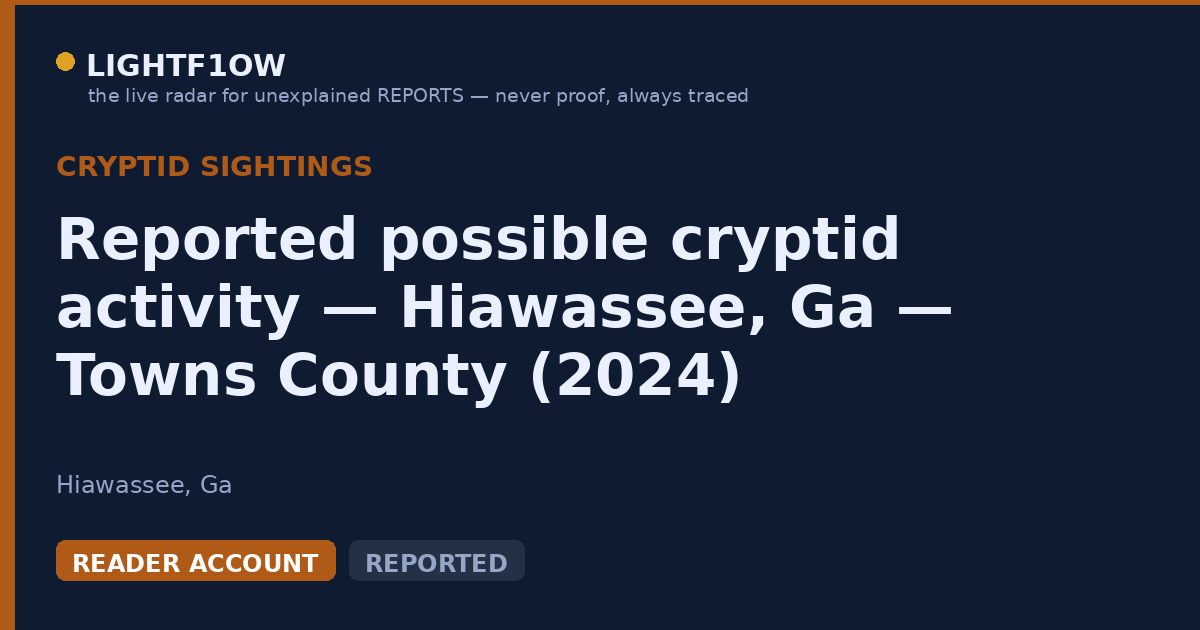 Reported possible cryptid activity — Hiawassee, Ga — Towns County (2024)