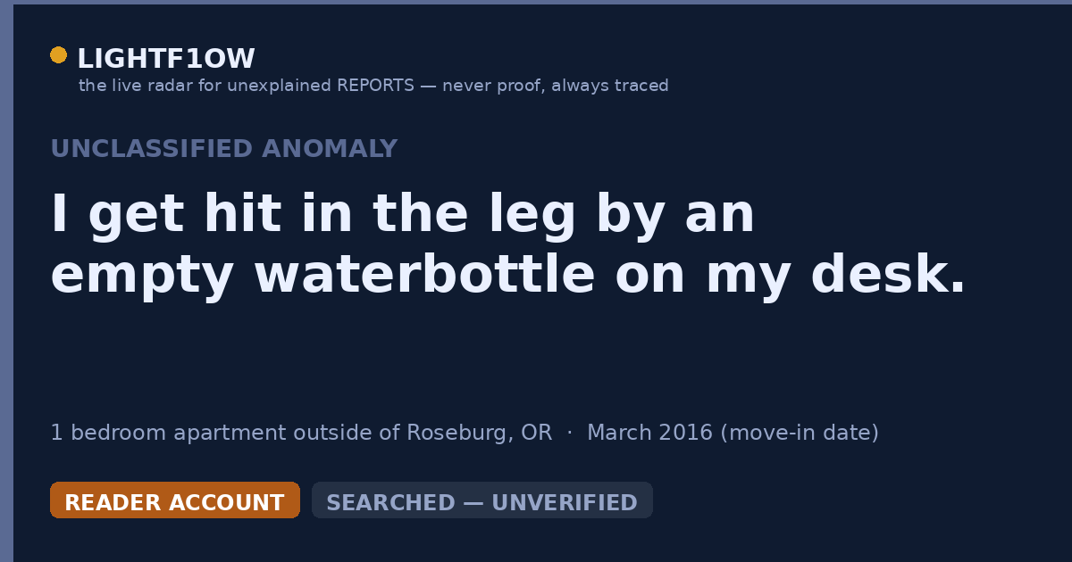 I get hit in the leg by an empty waterbottle on my desk.
