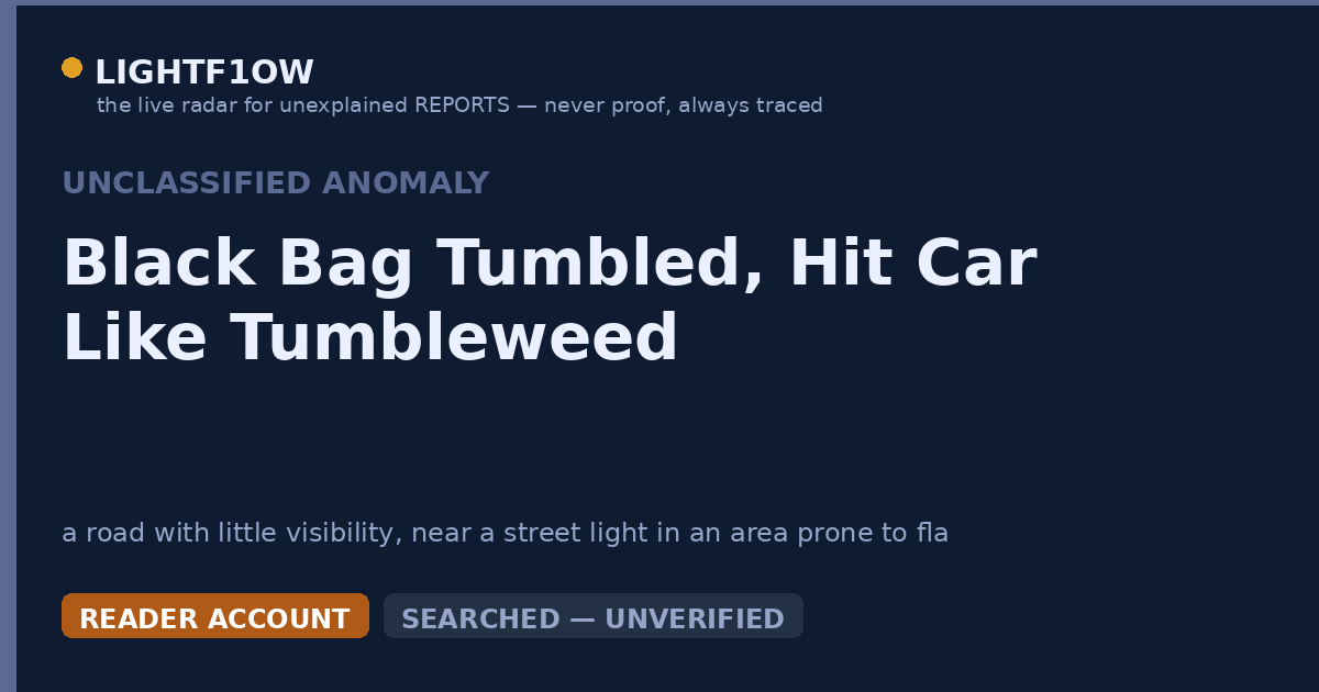 Black Bag Tumbled, Hit Car Like Tumbleweed