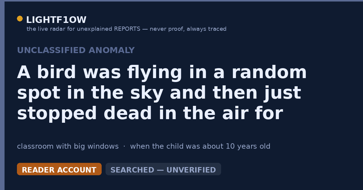 A bird was flying in a random spot in the sky and then just stopped dead in the air for about 10 minutes.