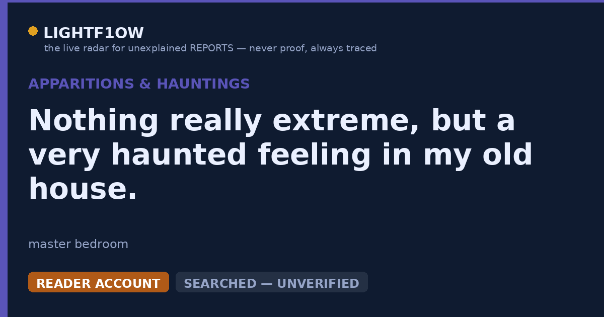 Nothing really extreme, but a very haunted feeling in my old house.