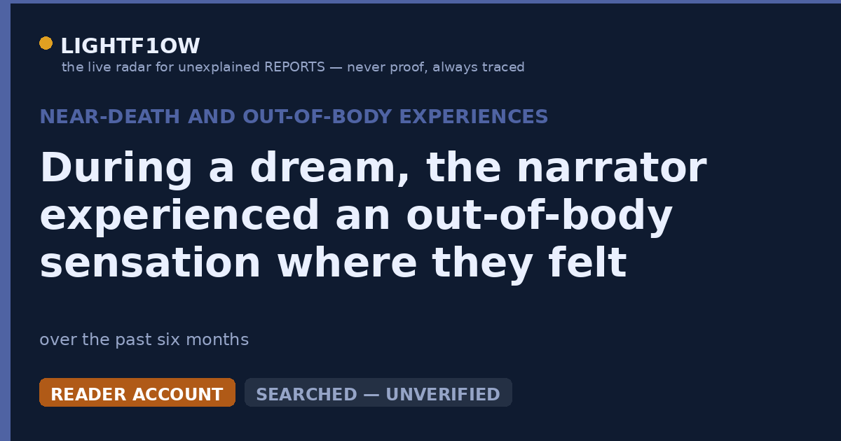 During a dream, the narrator experienced an out-of-body sensation where they felt their spirit leave their body, ascend…
