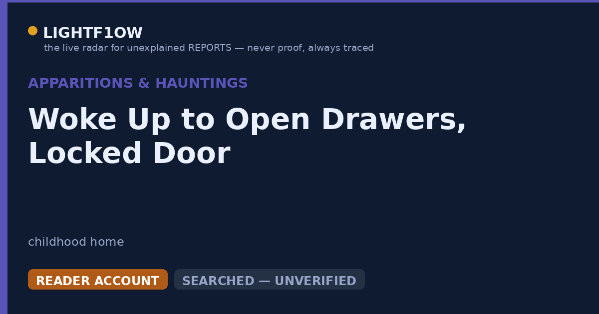 Woke Up to Open Drawers, Locked Door